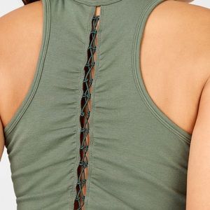 Fabletics Bree Lace Up Tank- Army Green